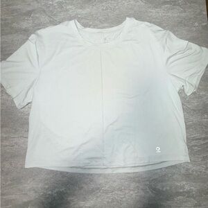 Alwrld Women's Short Sleeve Cropped T- Shirt, Light Grey Size large